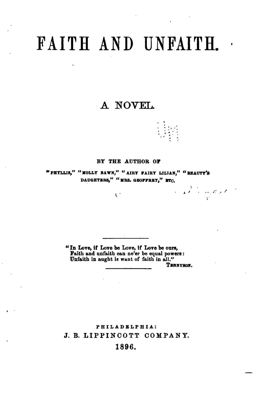 Faith and Unfaith, A Novel Contemporary literature