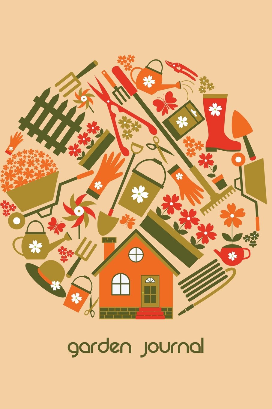 Garden Journal: Retro Garden Elements Gardening Journal, Lined Journal, Diary Notebook 6 x 9, 180 Pages (Gardening Journals) Garden & Plants