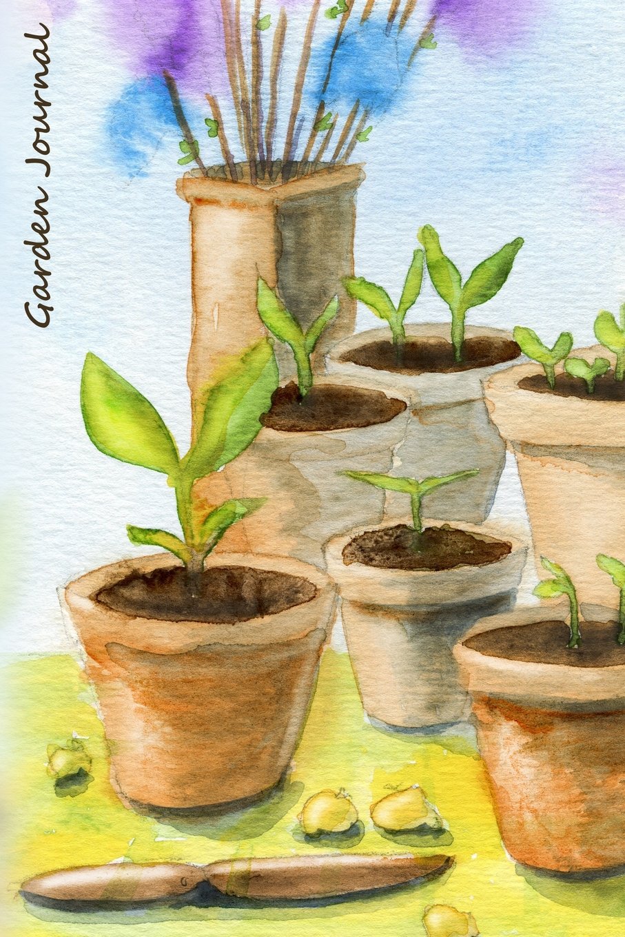 Garden Journal: Seedlings Watercolor Gardening Journal, Lined Journal, Diary Notebook 6 x 9, 180 Pages (Gardening Journals) Garden & Plants