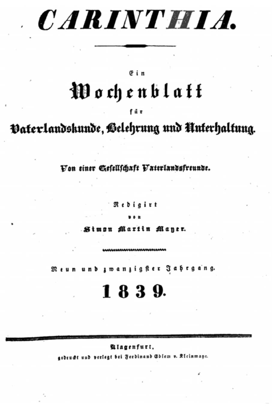 Carinthia. Zeitschrift für Vaterlandskunde, Belehrung und Unterhaltung Contemporary literature