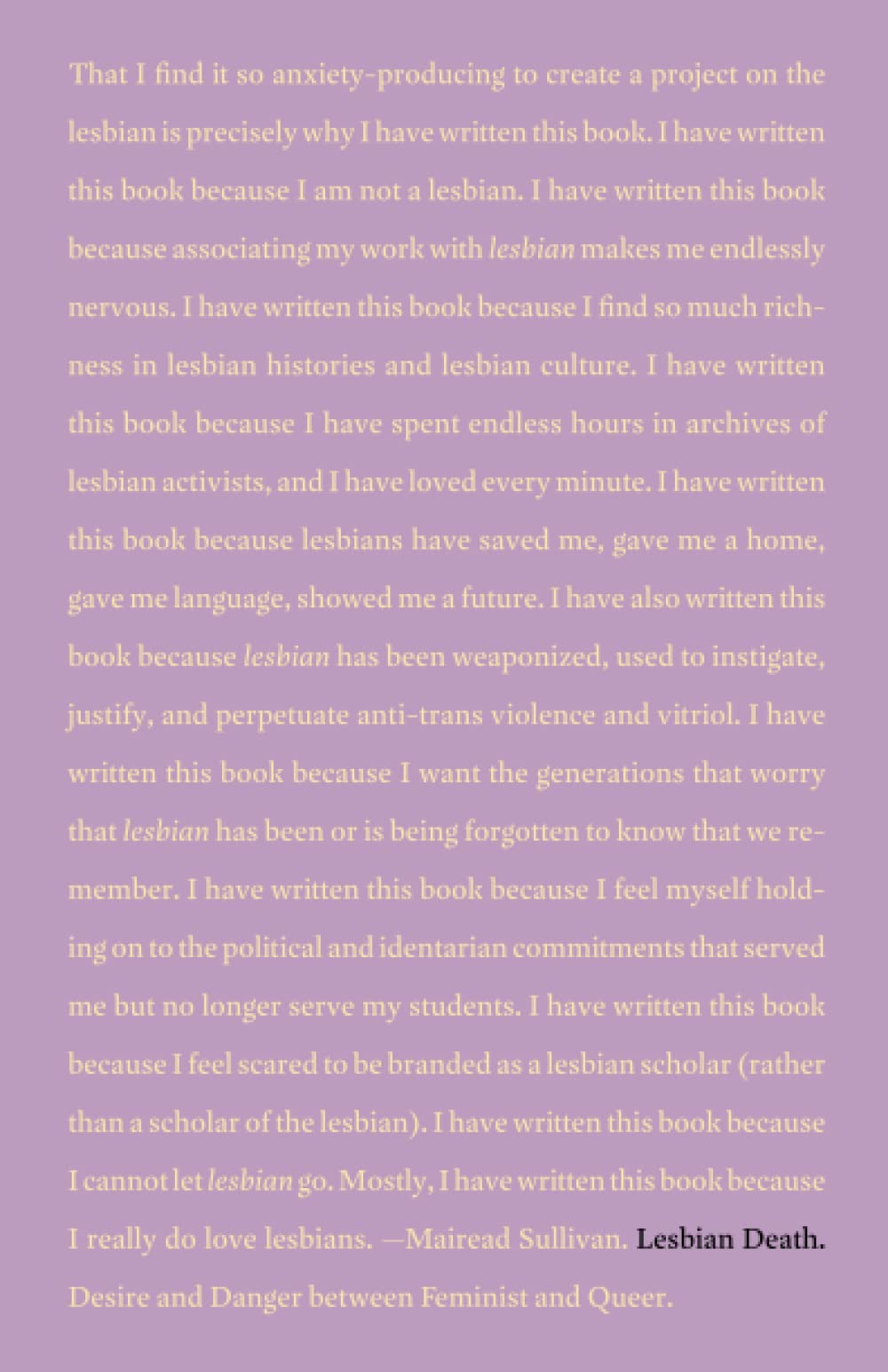 Lesbian Death: Desire and Danger Between Feminist and Queer Books
