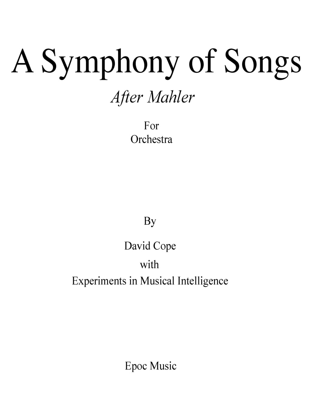 Symphony of Songs (After Mahler) Sheet Music