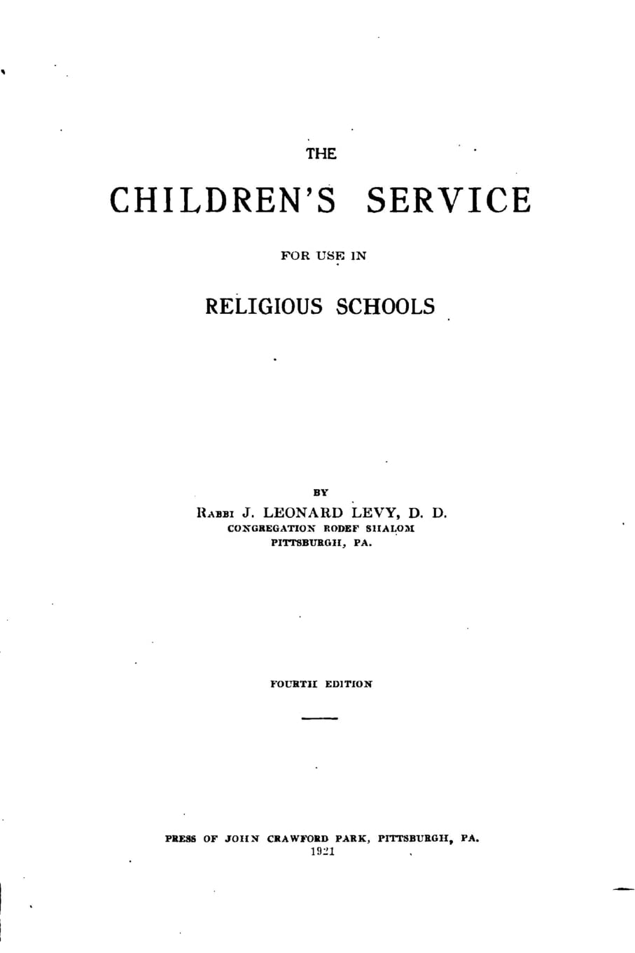 The Children's Service for Use in Religious Schools Learning & Reference