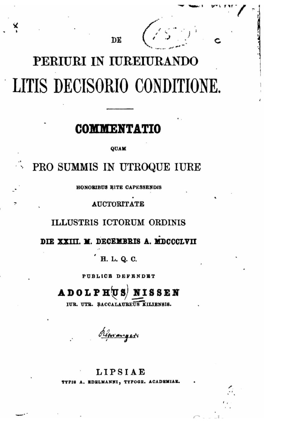 De periuri in iureiurando litis decisorio conditione Contemporary literature