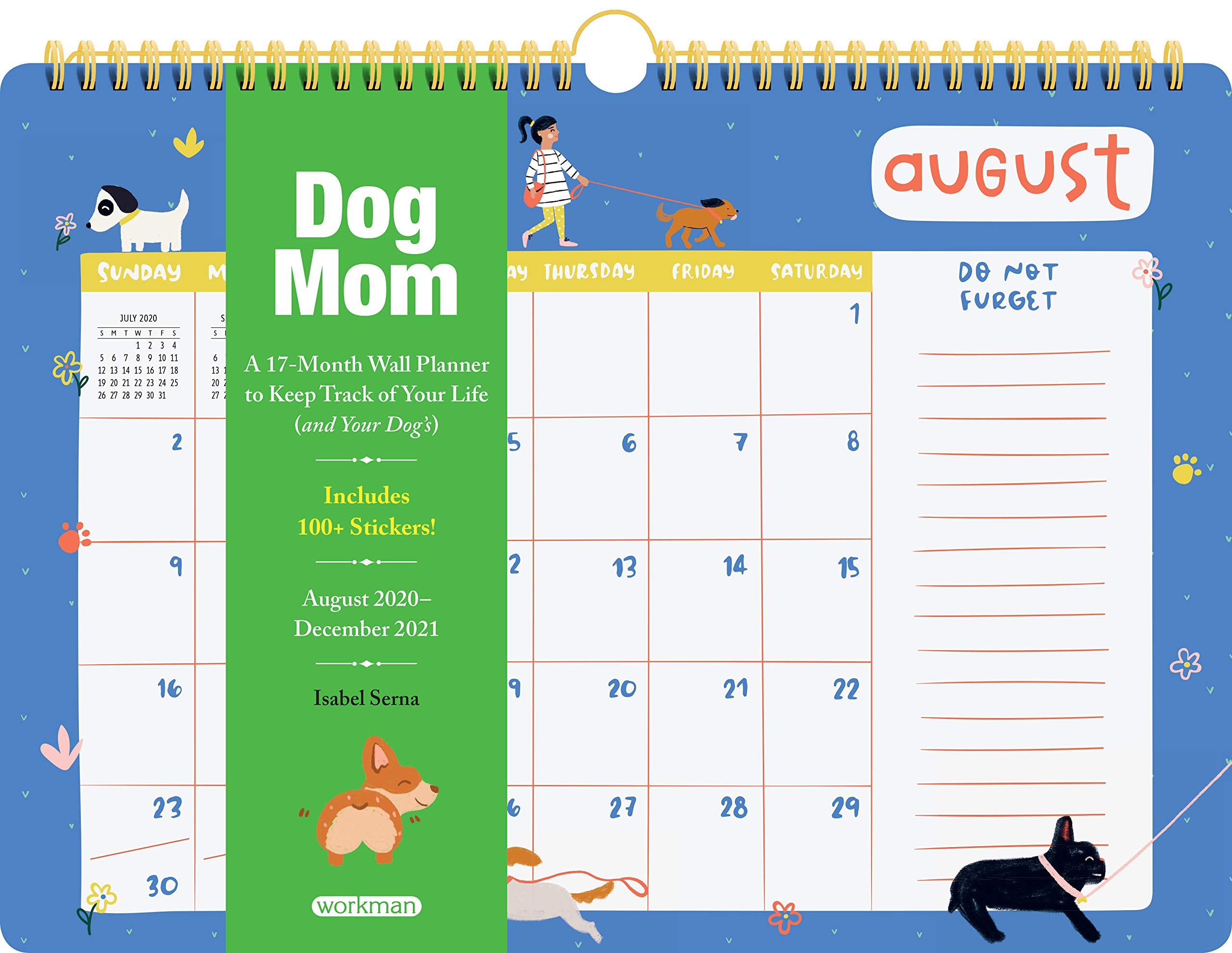 Dog Mom 17-Month August 2020 - December 2021 Wall Planner: A 17-Month Wall Planner to Keep Track of Your Life (and Your Dog's): Includes Stickers Pets