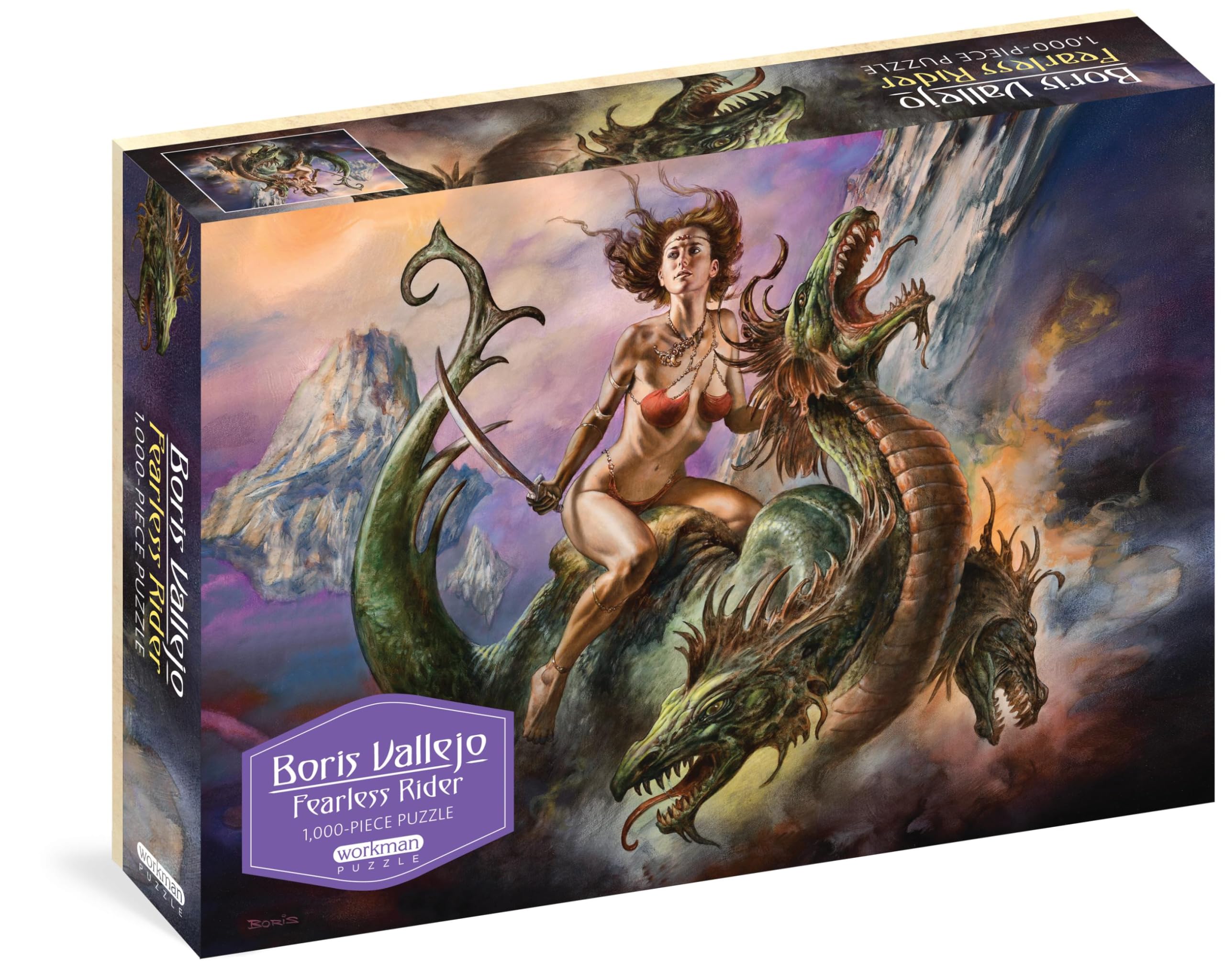 Boris Vallejo Fearless Rider 1,000-Piece Puzzle: for Adults Fantasy Dragon Gift Jigsaw 26 3/8” x 18 7/8” (Workman Jigsaw Puzzles) Puzzles