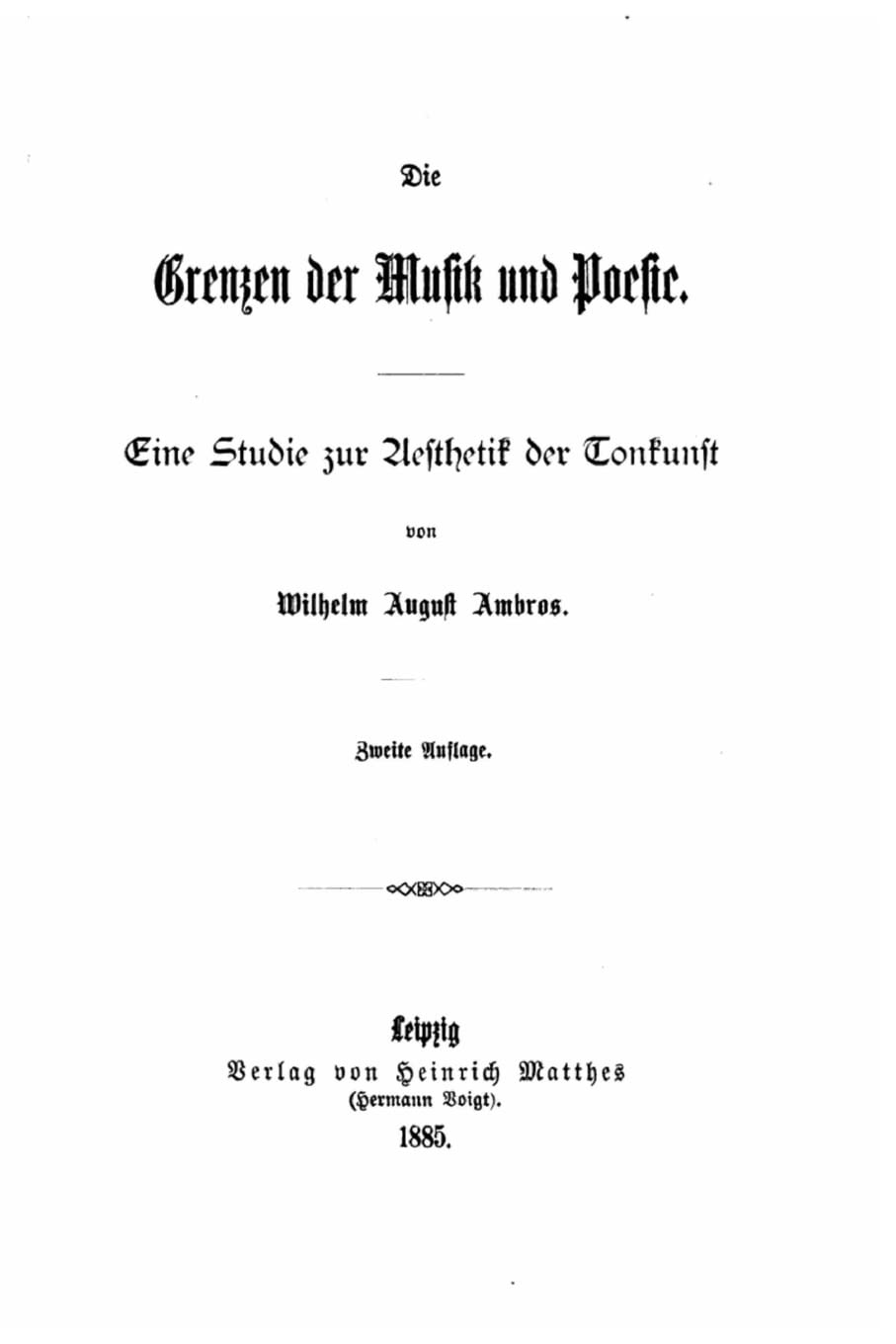 Die Grenzen der Musik und Poesie, eine Studie zur Aesthetik der Tonkunst Contemporary literature