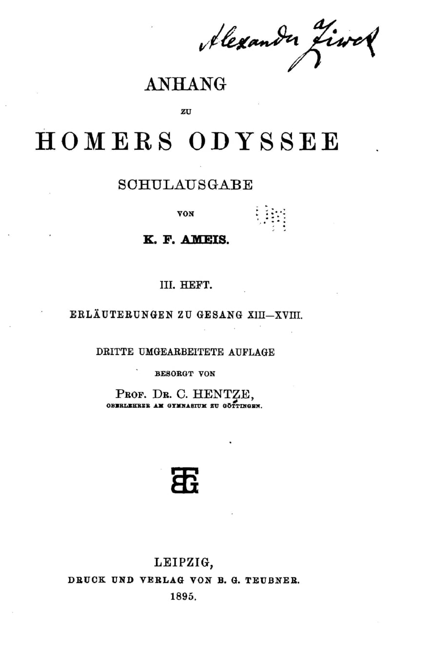 Anhang zu Homers Odyssee, schulausgabe Historical Fiction