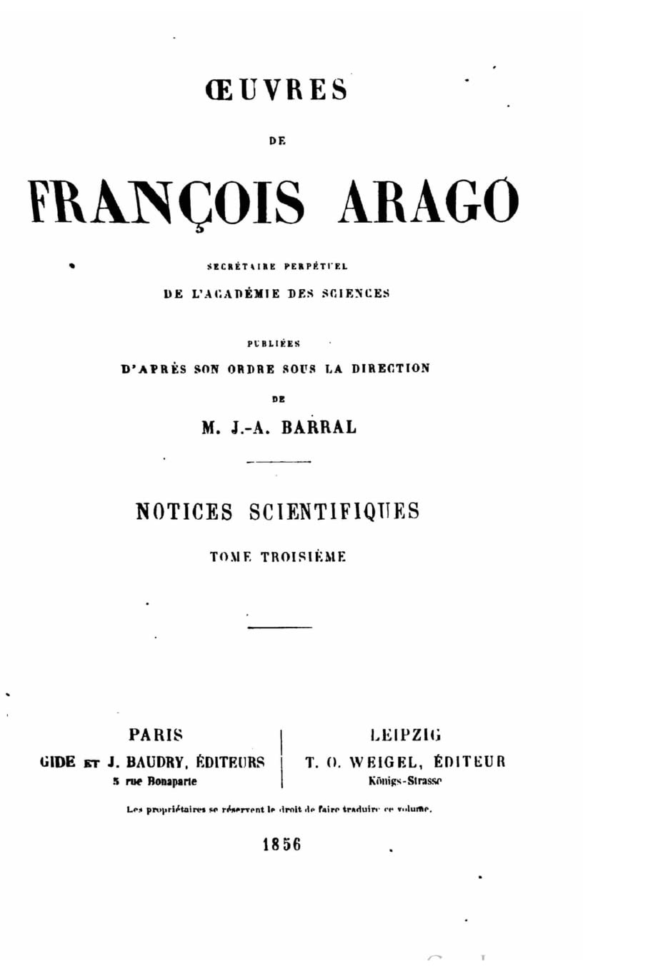Oeuvres de François Arago - Tome III Contemporary literature