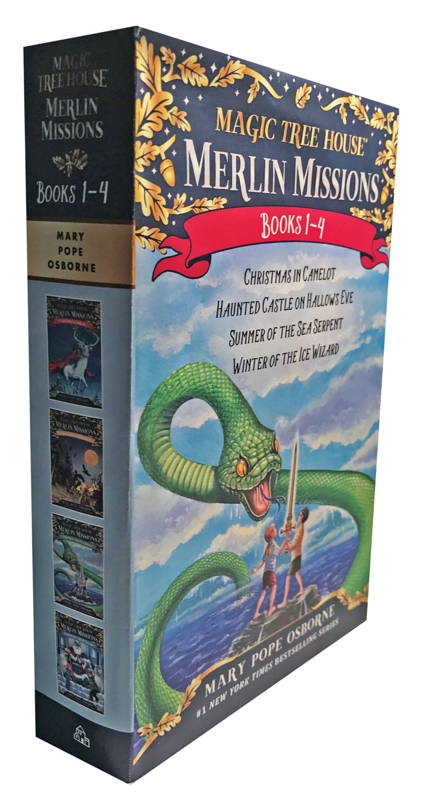 Magic Tree House Merlin Missions Books 1-4 Boxed Set: Christmas in Camelot, Haunted Castle on Hallows Eve, Summer of the Sea Serpent, Winter of the Ice Wizard (Magic Tree House (R) Merlin Mission) Parents & Children