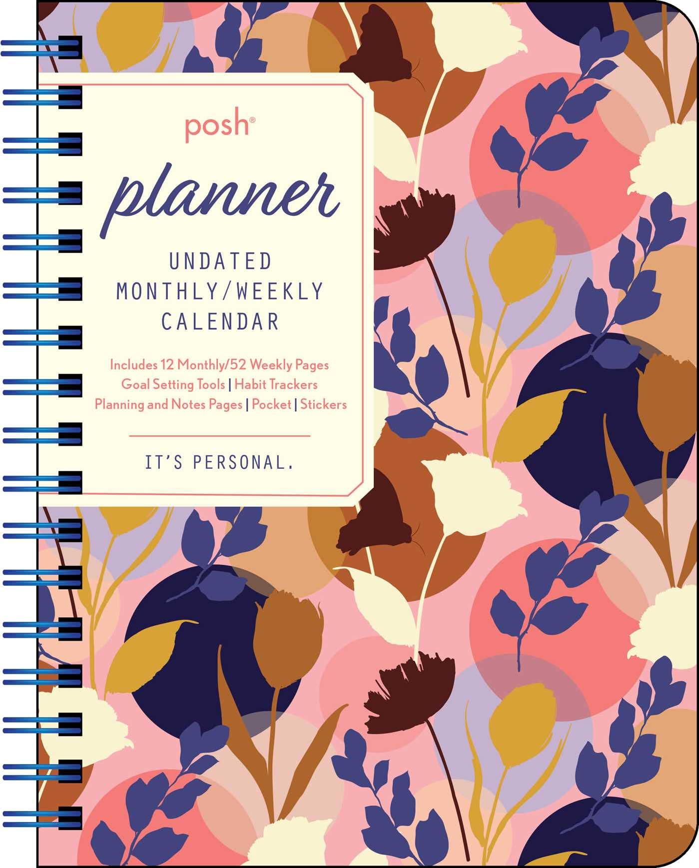 Posh: Planner Undated Monthly/Weekly Calendar: Pink Silhouette Floral Media & Communication