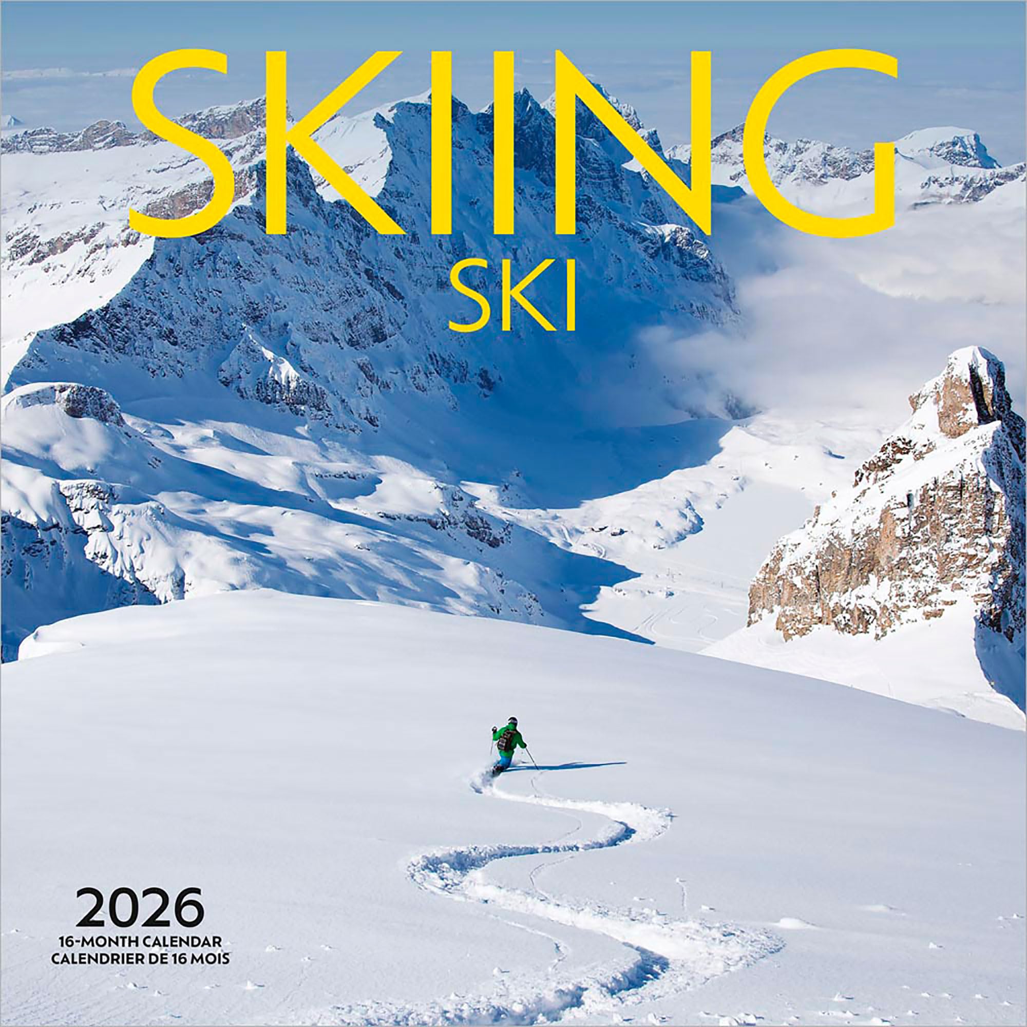 Wyman Publishing Monatskalender, quadratisch, Wandkalender 2026: Skifahren (hängend) in Englisch und Französisch Books