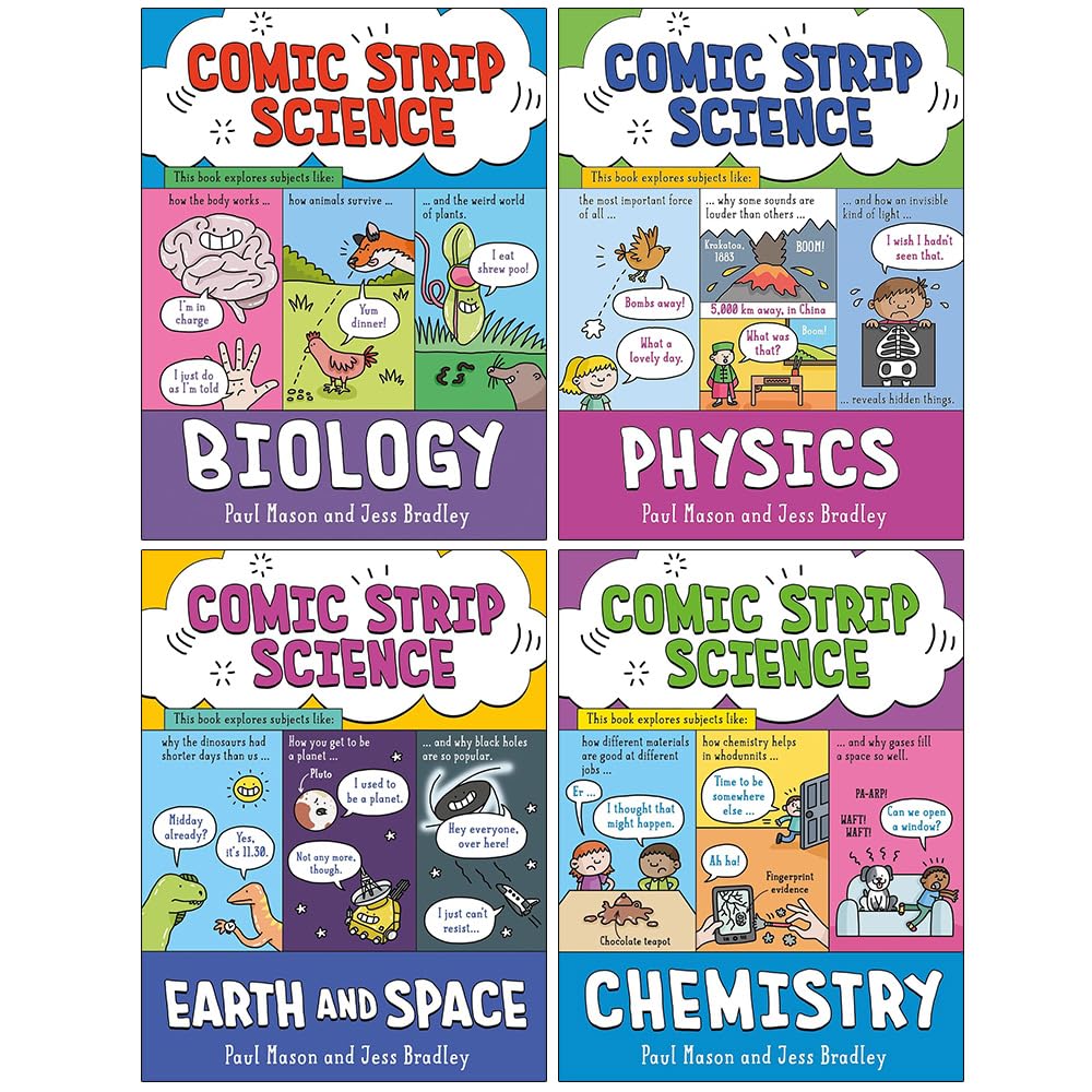 Comic Strip Science Series 4 Books Collection Set By Paul Mason (Biology, Physics, Earth and Space & Chemistry) Comics for children & teenagers