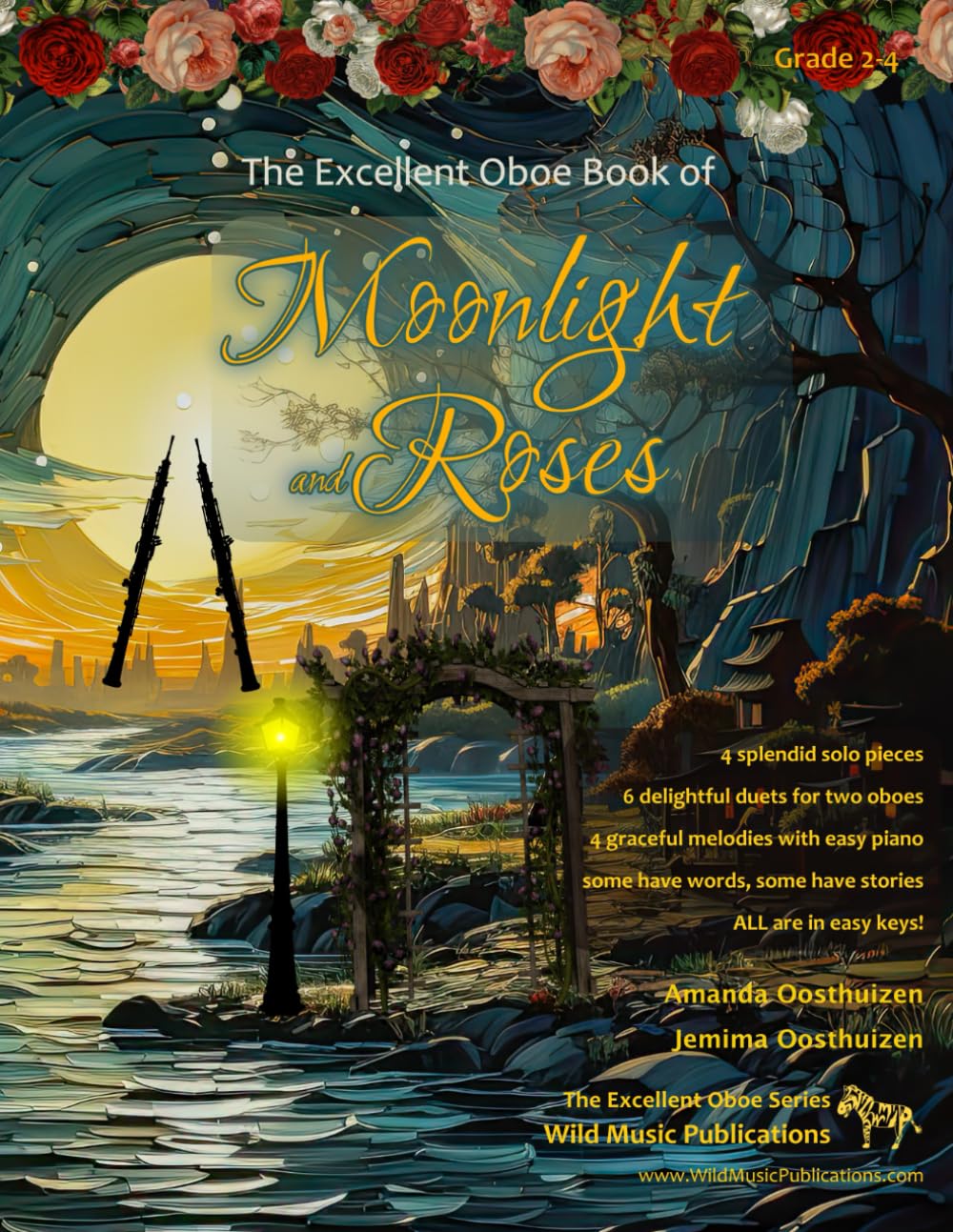 The Excellent Oboe Book of Moonlight and Roses: romantic solos, duets, and pieces with easy piano. All tunes are in easy keys and arranged especially for fluent beginner oboe players. Sheet Music