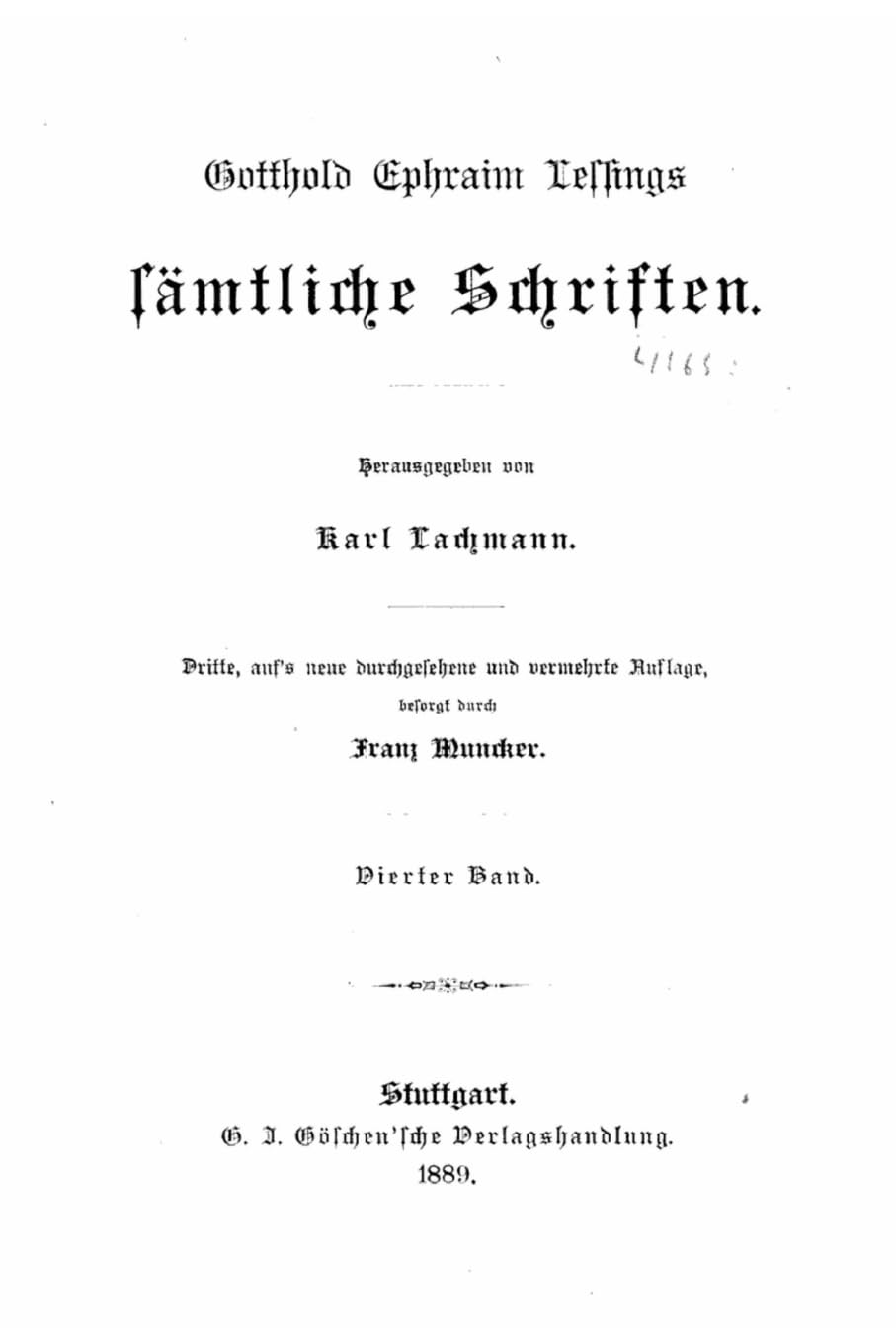 Gotthold Ephraim Lessings sämtliche Schriften Contemporary literature