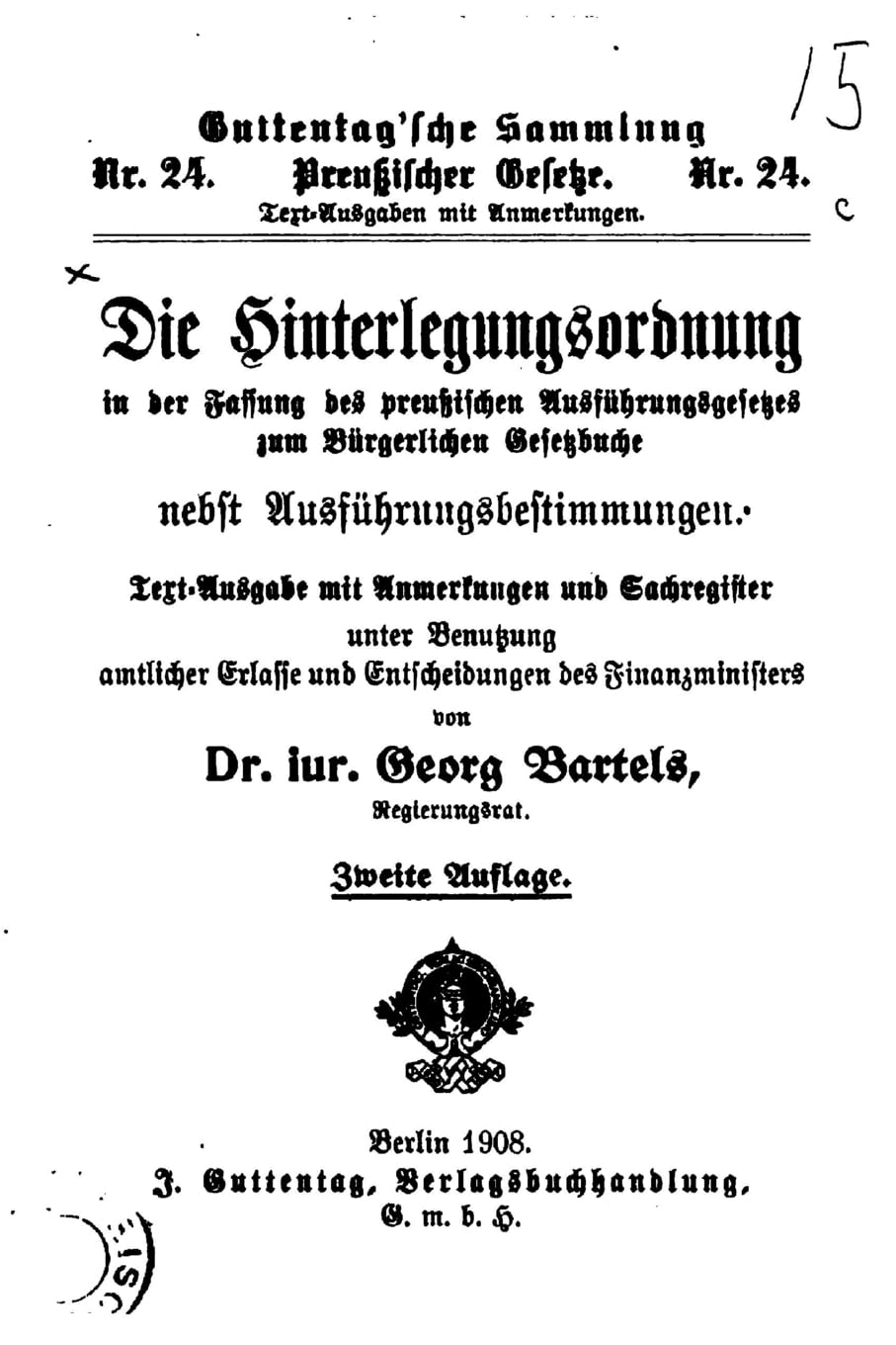 Die Hinterlegungsordnung in der Fassung des preussischen Ausführungsgesetzes Contemporary literature