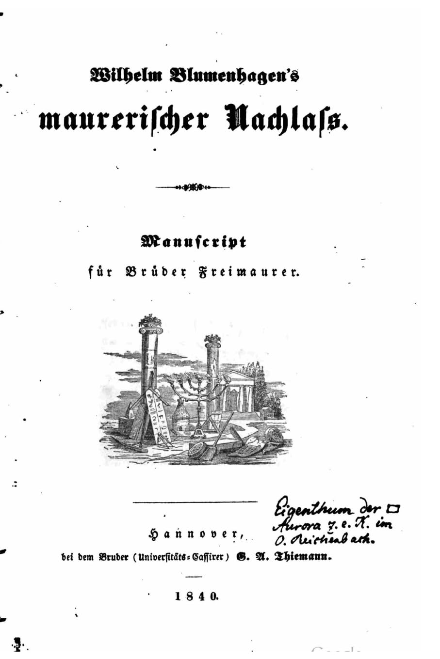 Maurerischer Nachlass, Manuscript für Brüder Freimaurer Contemporary literature