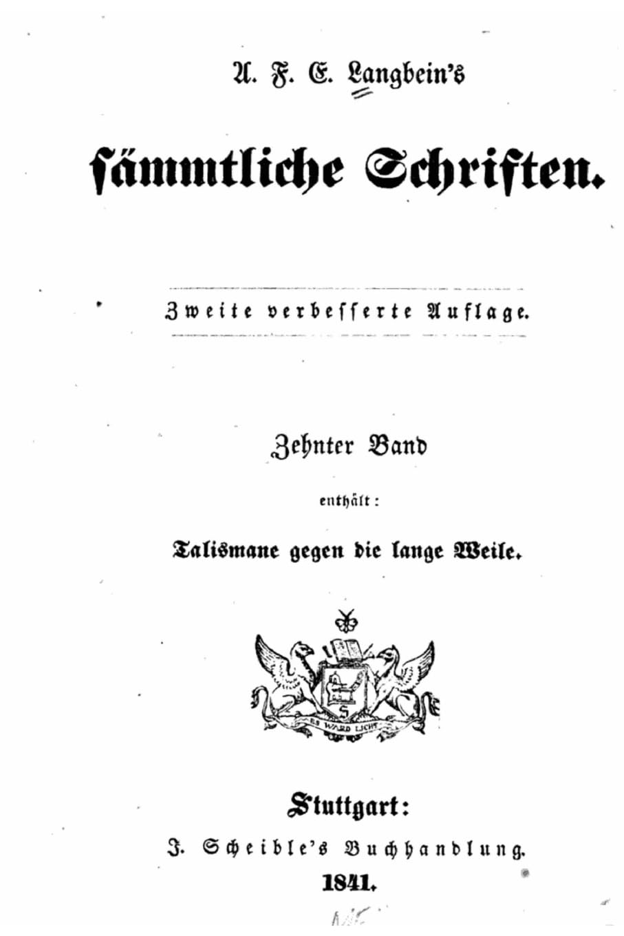 A.F.E. Langbein's Sämmtliche Schriften Contemporary literature