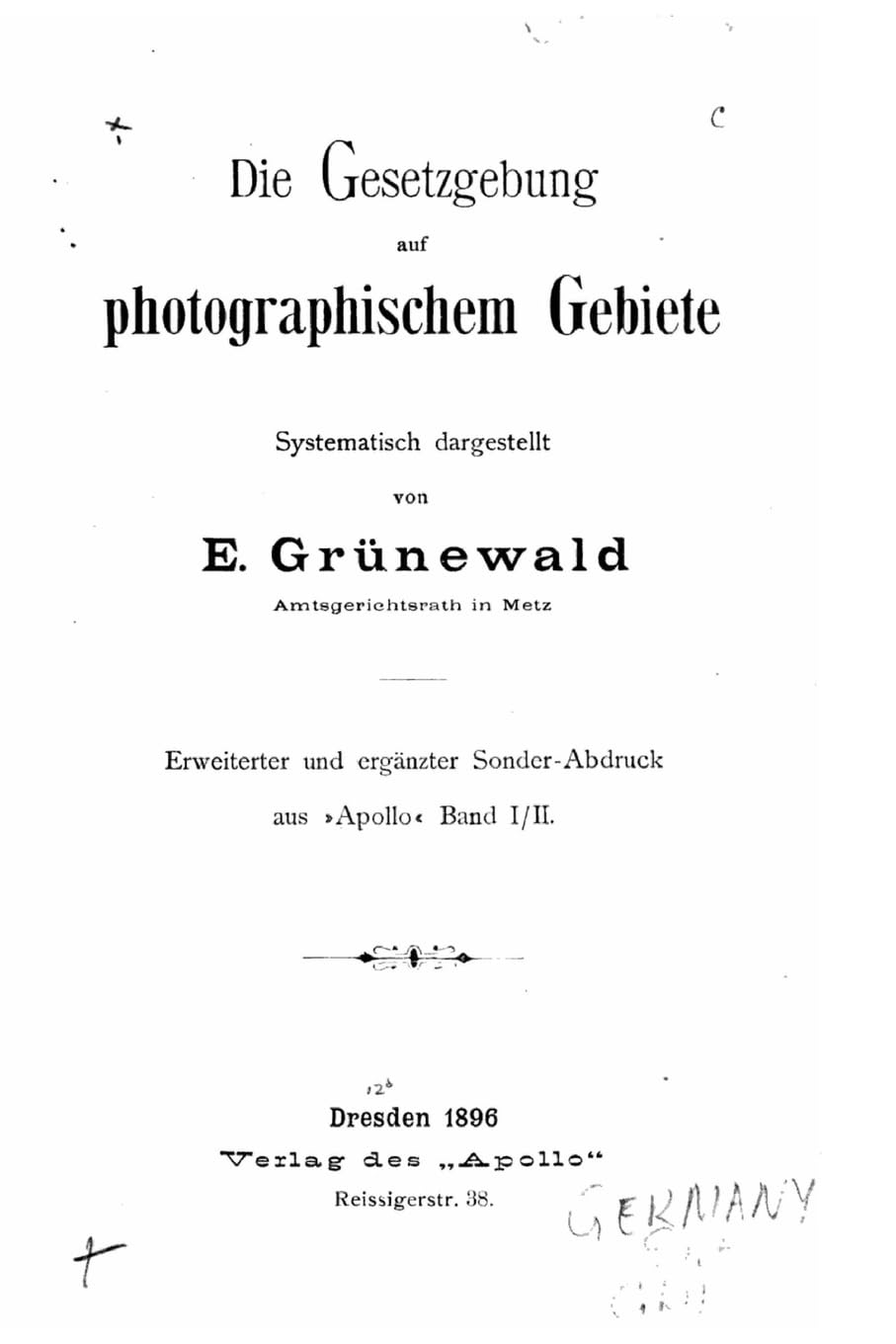 Die gesetzgebung auf photographischem gebiete Contemporary literature