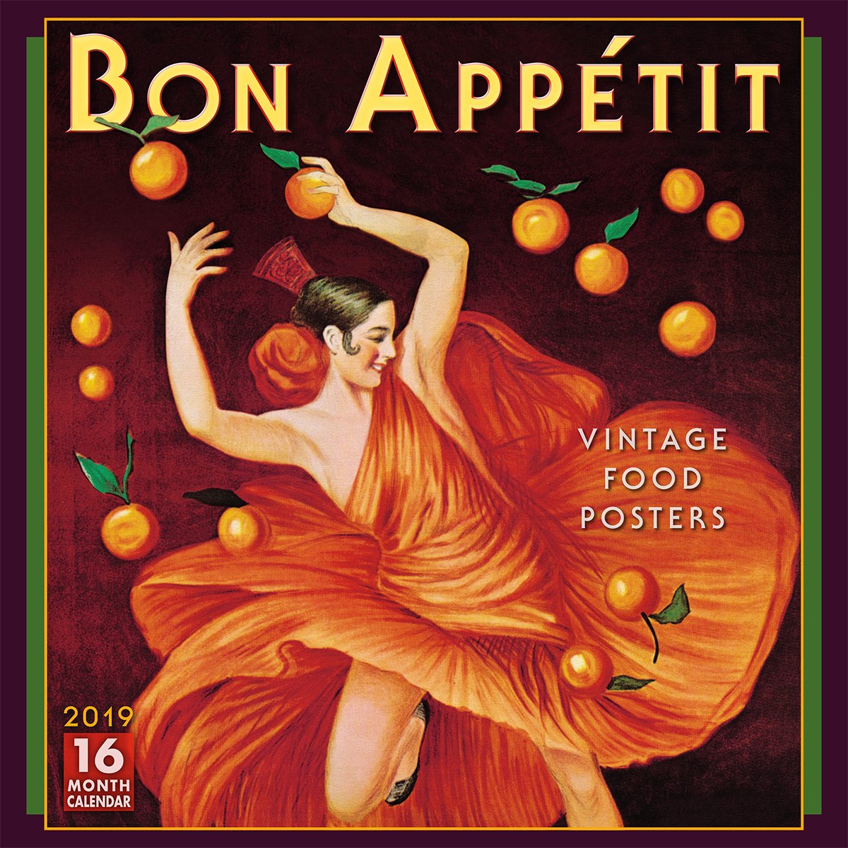 2019 Bon Appetit Vintage Poster Art 16-Month Wall Calendar Business, Finance & Career