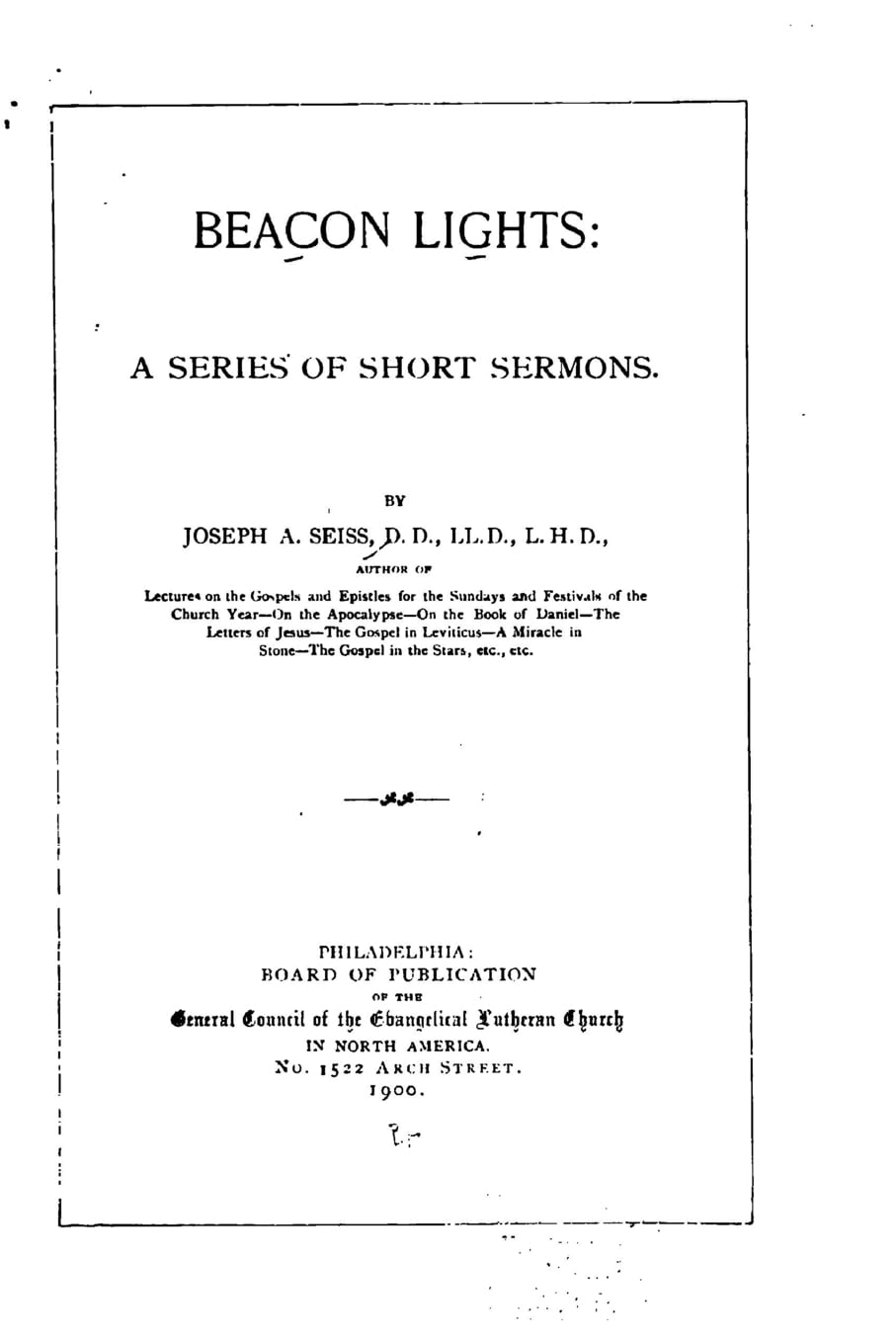 Beacon Lights, A Series of Short Sermons Religion & Esotericism