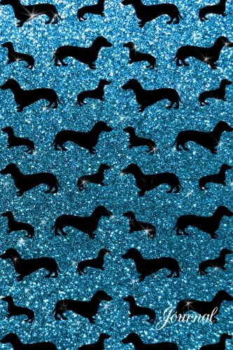 Journal: Faux sky blue glitter dachshunds notebook Essays & Short Stories