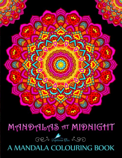 Mandalas At Midnight: A Mandala Colouring Book: Mandalas on Black Background Paper (UK Edition) Film, Art & Culture