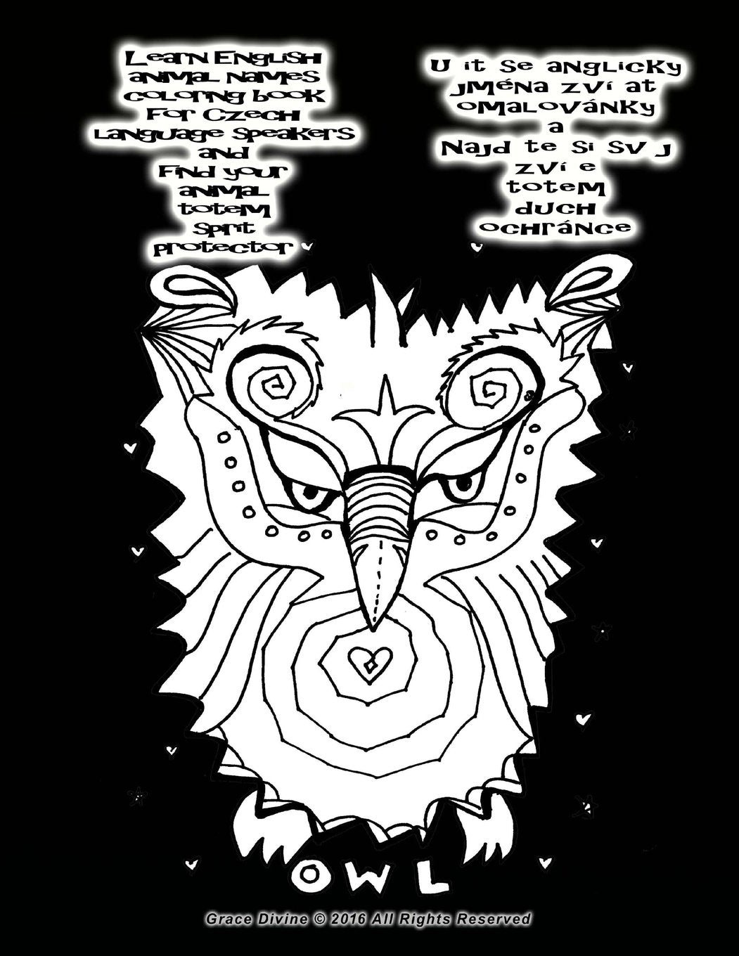 Learn English animal names coloring book for Czech language speakers and find your animal totem spirit protector Film, Art & Culture