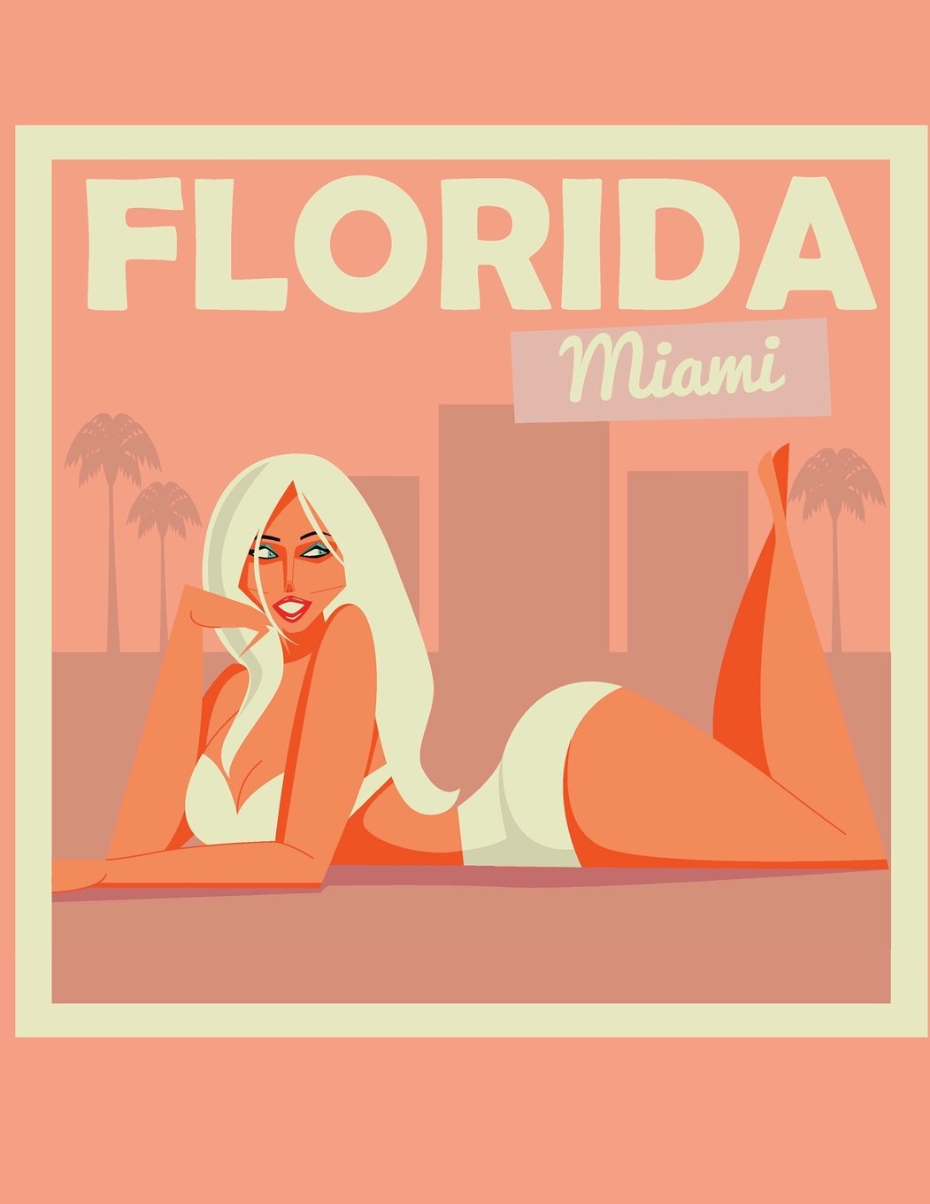 Daily Planner Journal: R, Florida Pinup Girl Retro Pin-up Beach Babe 365 + Days Bullet Journaling Blank Notebook with sections for date, time, notes, lists & doodles! 8.5 x 11 size, 380 pages! Business, Finance & Career