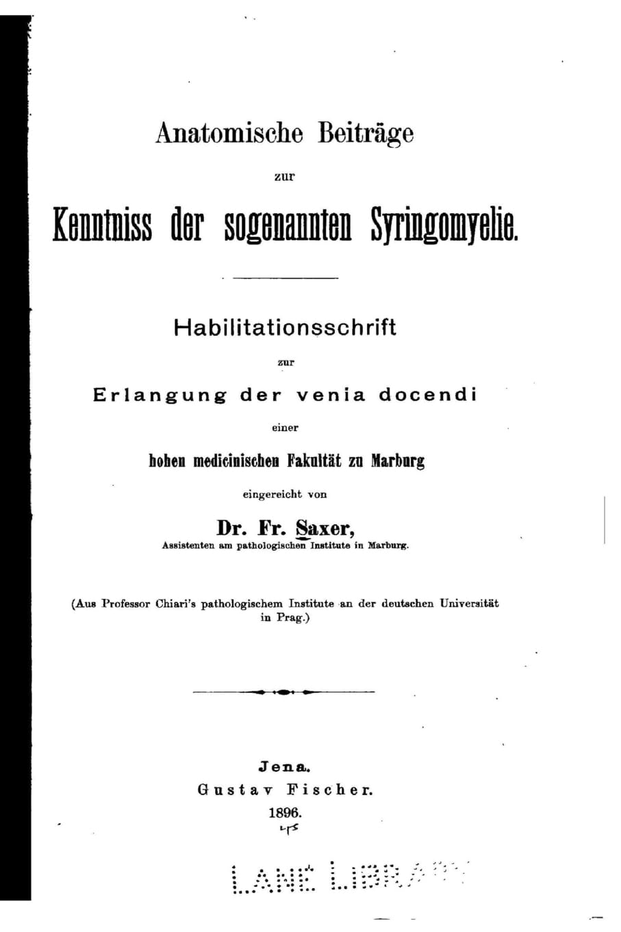 Anatomische Beiträge Zur Kenntnis Der Sogenannten Syringomyelie Contemporary literature