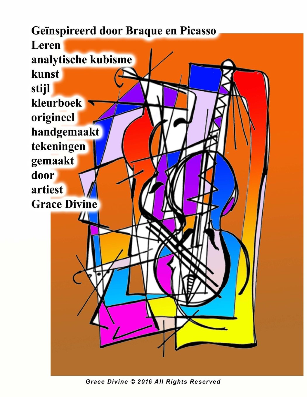 Geïnspireerd door Braque en Picasso Leren analytische kubisme kunst stijl kleurboek origineel handgemaakt tekeningen gemaakt door artiest Grace Divine Film, Art & Culture