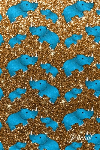 Journal: Faux gold glitter blue rhinoceros notebook Essays & Short Stories