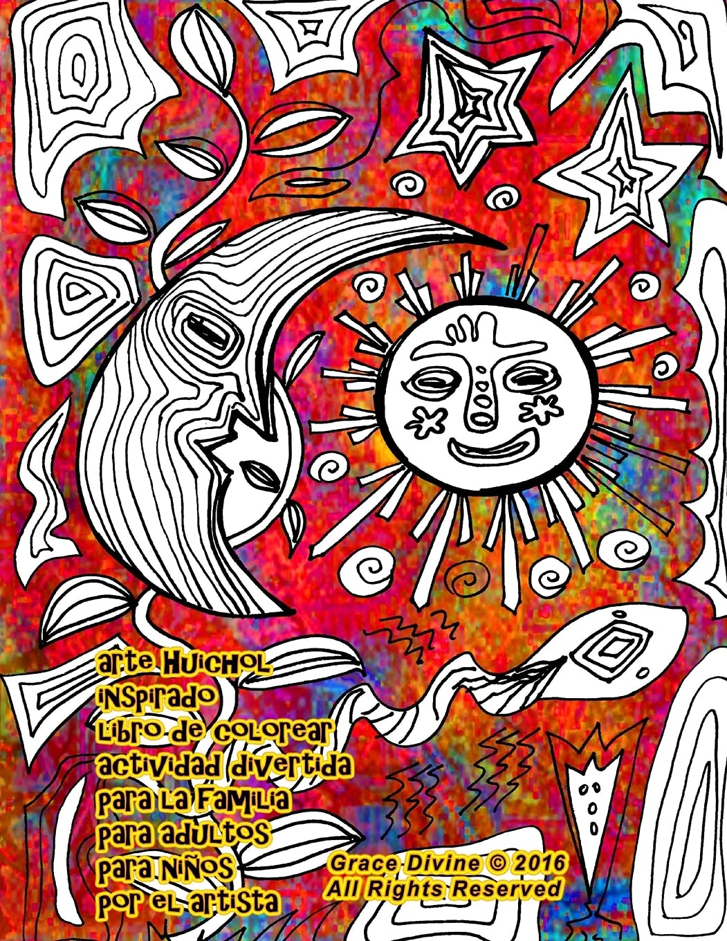 arte Huichol inspirado libro de colorear actividad divertida para la familia para adultos para niños por el artista Grace Divine Film, Art & Culture