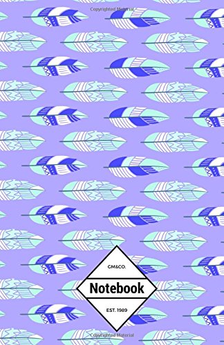GM&Co: Notebook Journal Dot-Grid, Lined, Graph, 120 pages 5.5"x8.5": Neon Blue Green Feathers Poetry