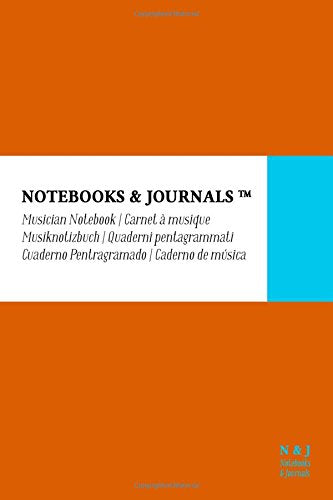 Cuaderno de Música Notebooks & Journals, Pocket, Naranja, Tapa Blanda: (10.16 x 15.24 cm)(Cuaderno Pentagramado, Libreta Pentagrama, Bloc de Música) Arts & Music