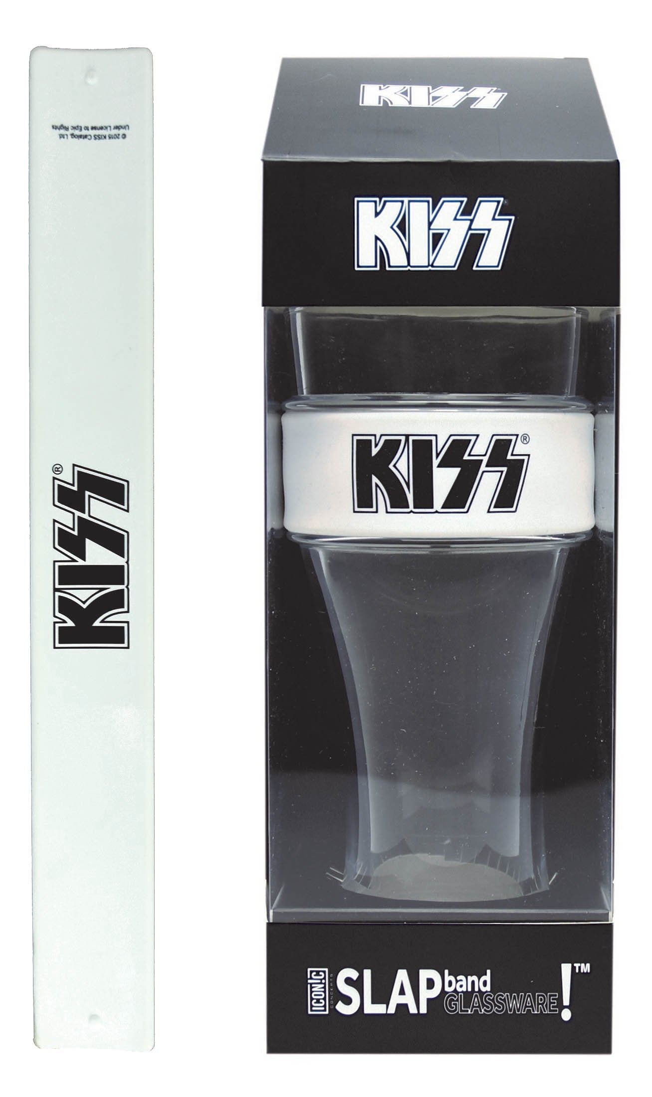 Kiss Slap Band Single Pint Glassware: White Band/Black LOGO Books