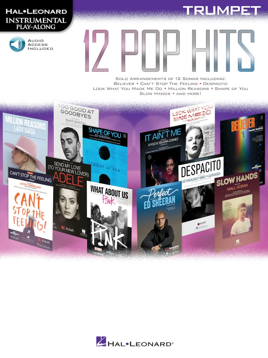 12 Pop Hits: Trumpet (Hal Leonard Instrumental Play-along): Trumpet: Includes Downloadable Audio Media & Communication