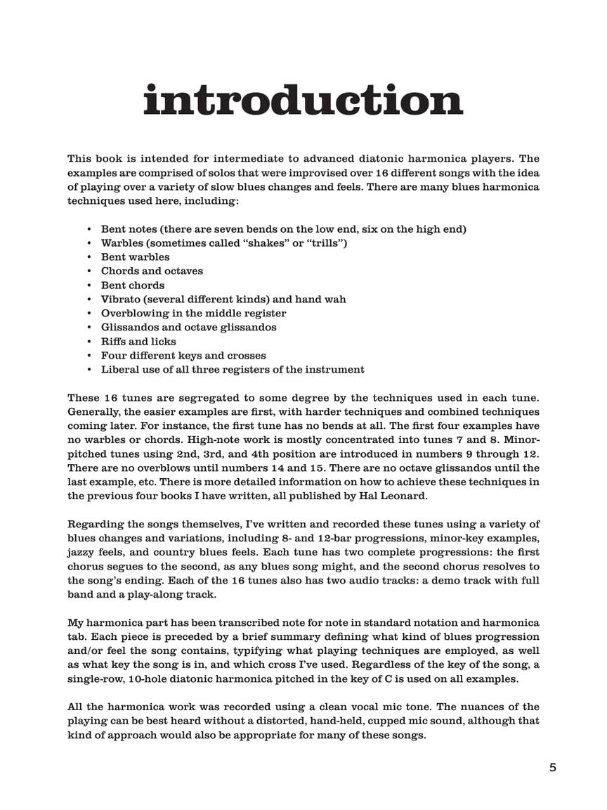 Slow Blues Harmonica: Lessons, Licks & Backing Tracks (Book/Online Audio) Sheet Music