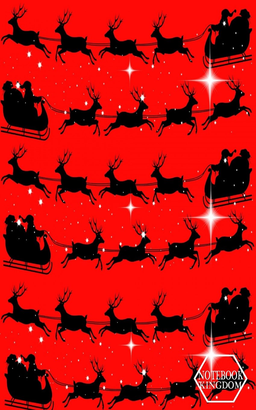 Notebook Kingdom: Santa And Reindeer Journal/Diary, Blank Paper, 100 Pages, 5x8, Composition Book, Santa And Reindeer Arts & Music