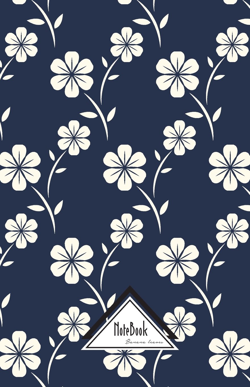 Notebook Journal Dot-Grid,Graph,Lined,Blank No lined: White Navy Water Flower Blooming: Small Pocket Notebook Journal Diary, 120 pages, 5.5" x 8.5" (Blank Notebook Journal) Learning & Reference