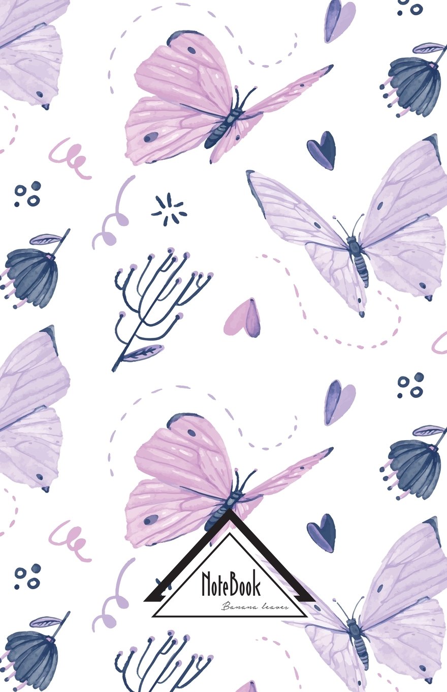 Notebook Journal Dot-Grid,Graph,Lined,No lined : Pretty White Purple Butterfly Water Color: Small Pocket Notebook Journal Diary, 120 pages, 5.5" x 8.5" (Blank Notebook Journal) Essays & Short Stories