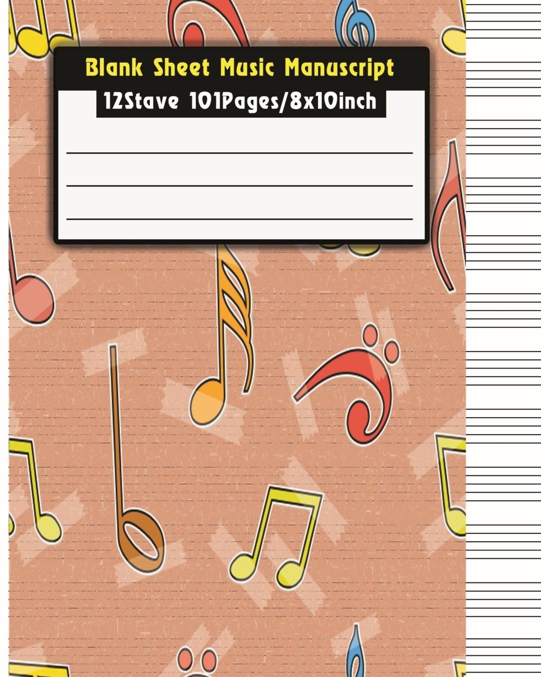 Blank Sheet Music Manuscript: Staff Paper Musicians Notebook 12 stave 101Pages / 8x10inch (Composition Books - Music Manuscript Paper) Arts & Music