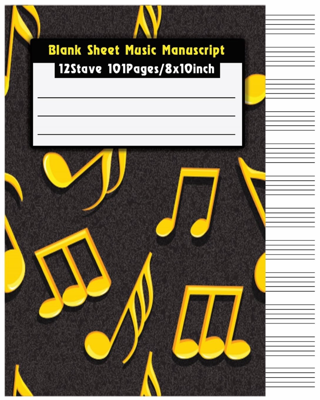 Blank Sheet Music Manuscript: Staff Paper Musicians Notebook 12 stave 101Pages / 8x10inch (Composition Books - Music Manuscript Paper) Arts & Music