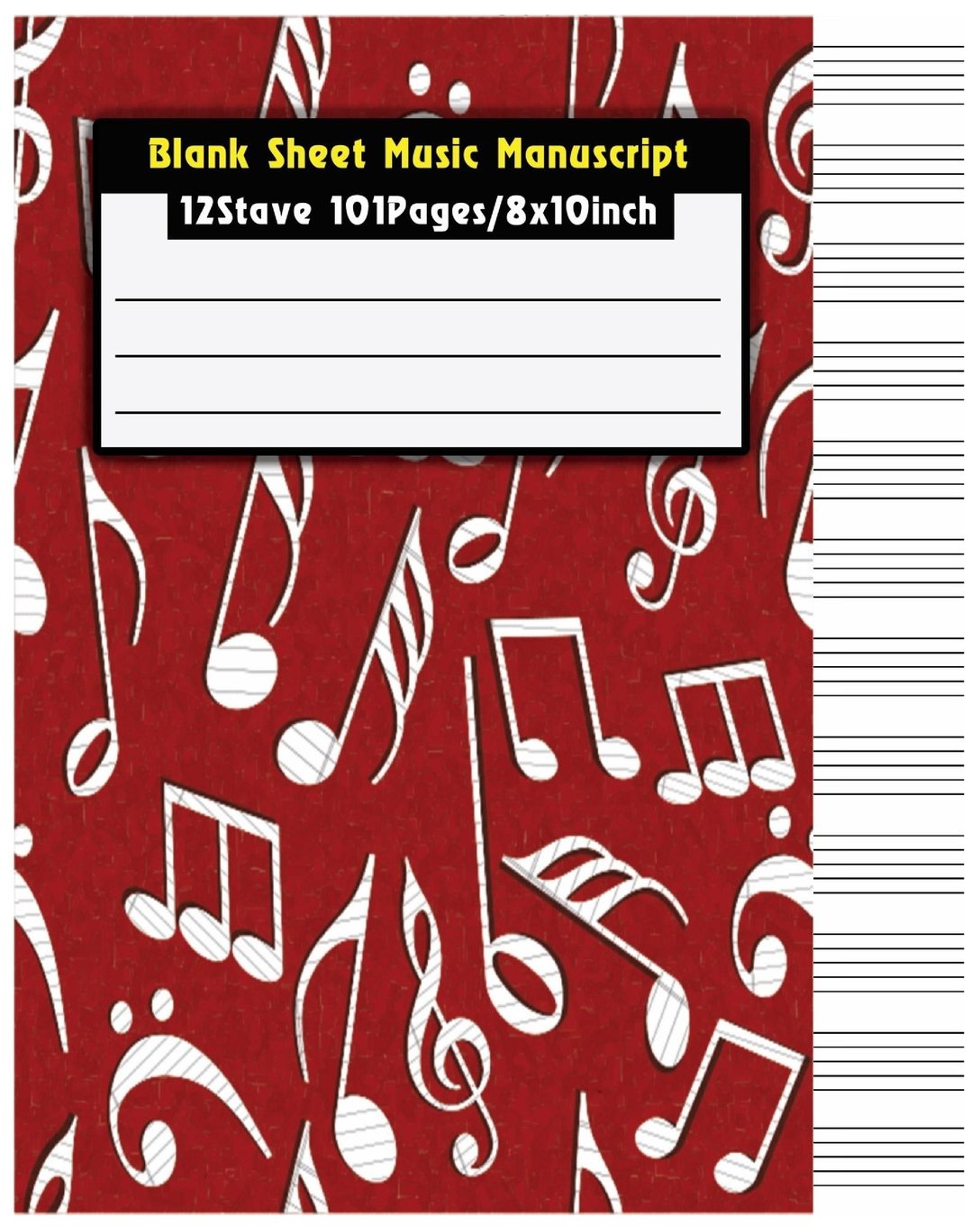 Blank Sheet Music Manuscript: Staff Paper Musicians Notebook 12 stave 101Pages / 8x10inch (Composition Books - Music Manuscript Paper) Arts & Music