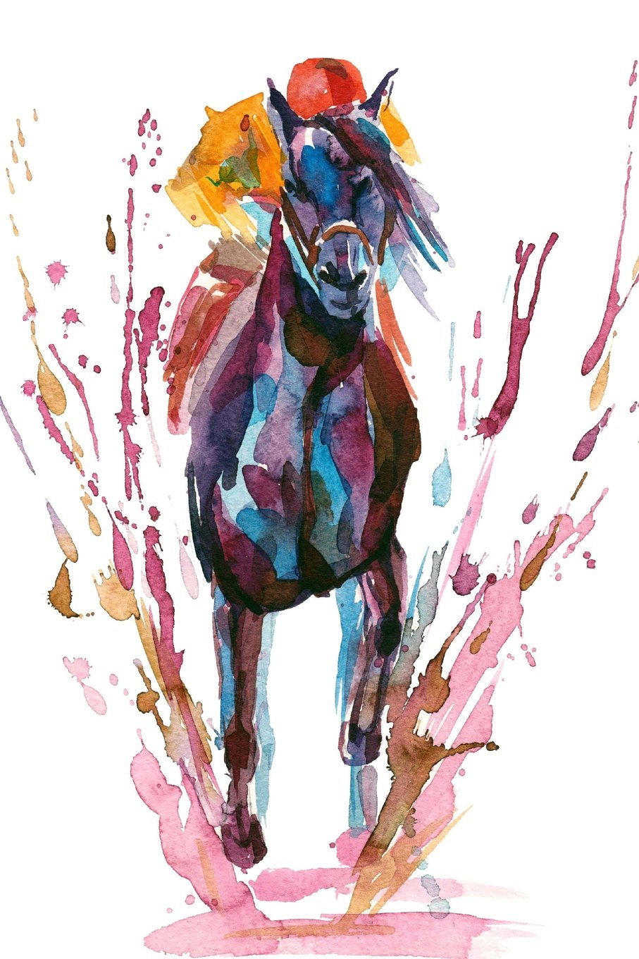 Colorful Jockey on a Horse Illustration Journal: 150 Page Lined Notebook/Diary Film, Art & Culture