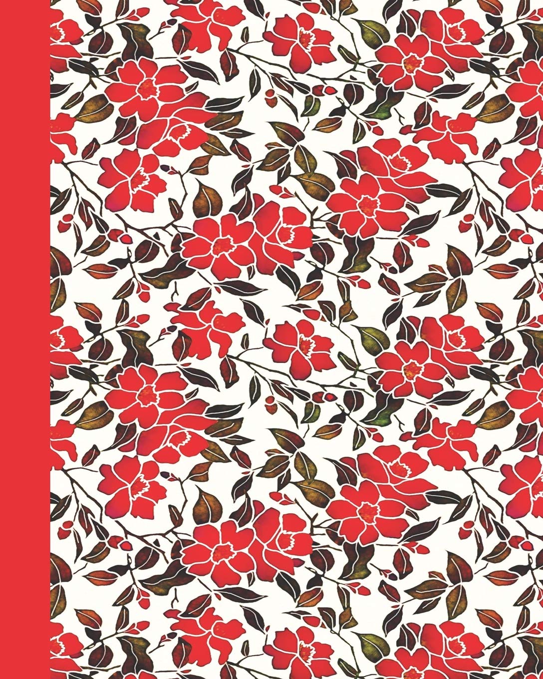 Sketch Journal: Red Flower Watercolor 8x10 - Pages are lightly lined with EXTRA WIDE RIGHT MARGINS for sketching, drawing, and writing (8x10 Watercolor Side Sketch Journal Series) Lifestyle