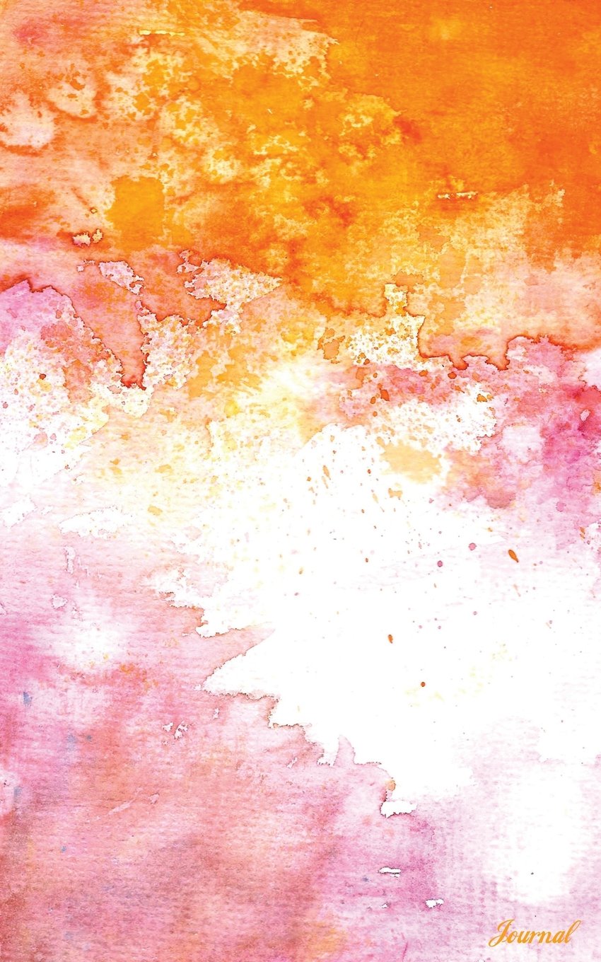 Journal: Blank Book Diary ~ 5 x 8 Pocket Size, 80 Gray Lined Pages, COLLEGE Ruled ~ Pink Orange Watercolor MATTE Cover Self-help