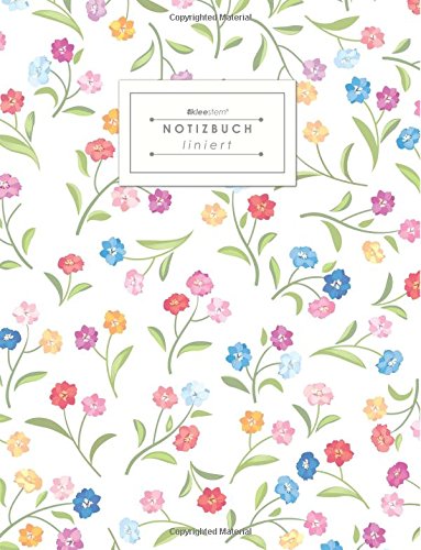 KLEESTERN® Liniertes Notizbuch (DIN A4, 80+ Seiten, Rand, Vintage Softcover, Bunte Blumen - Lined Paper College Notebook, Liniertes Schreibheft, ... Papier, Mit Register/Inhaltsverzeichnis) Film, Art & Culture