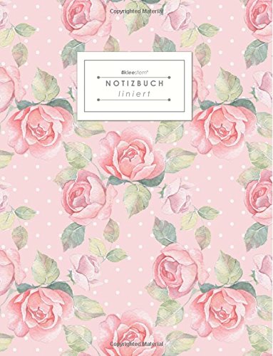 KLEESTERN® Liniertes Notizbuch (DIN A4, 80+ Seiten, Rand, Vintage Softcover, Rosenmuster - Lined Paper College Notebook, Liniertes Schreibheft, Dickes ... Papier, Mit Register/Inhaltsverzeichnis) Education & Training
