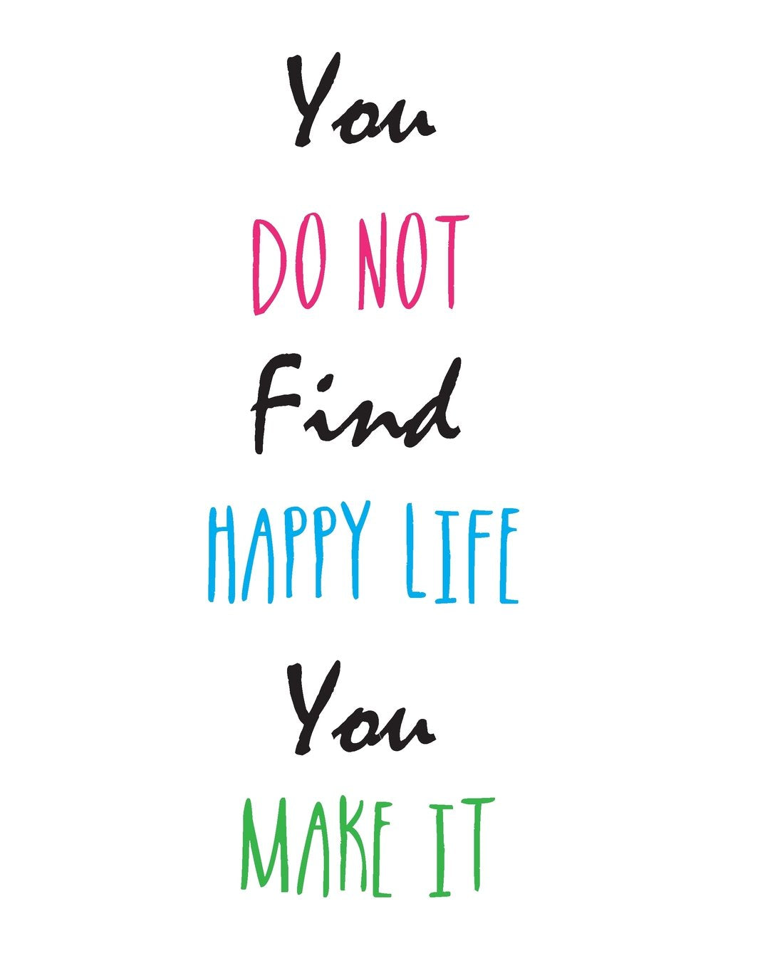 You Do Not Find Happy Life. You Make It.: Unruled Composition Notebook (Inspiration Quote Journal, Band 1) Hobbies & Crafts